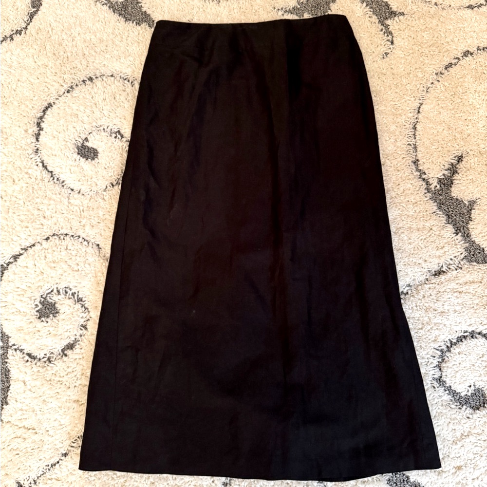 Loft Linen Blend Black Maxi Skirt. Lined. Zipper In Back. Size 8. 33” Length.